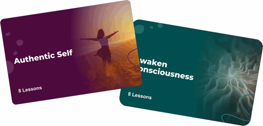 Two SelfHealers Circle course cards: Authentic Self and Awaken Consciousness.